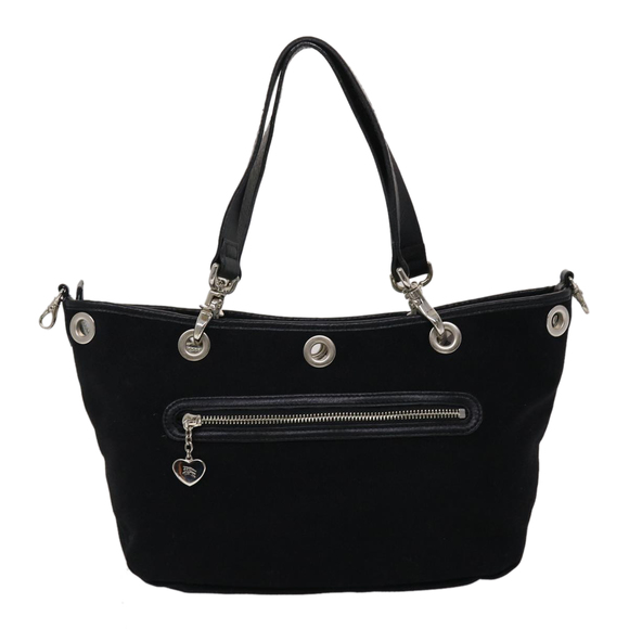 BURBERRY Blue Label Hand Bag Canvas 2way Black Auth ki3052 - Picture 3 of 16